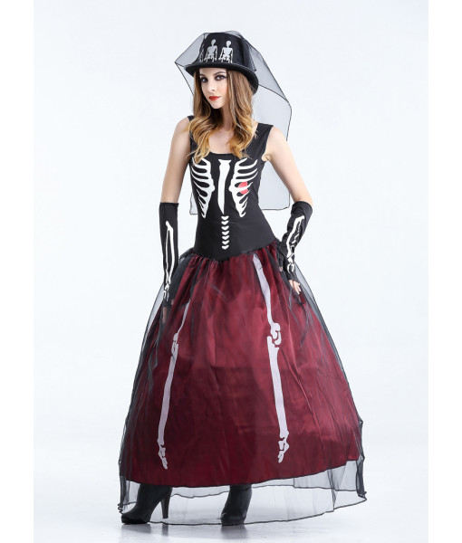 Voodoo Witch Skeleton Senorita Dress Day of the Dead Women Halloween Costume