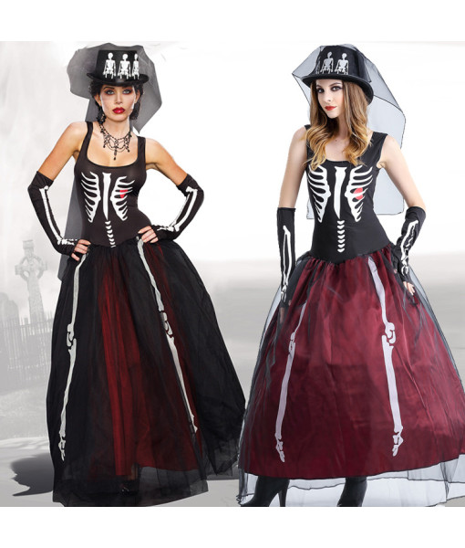 Voodoo Witch Skeleton Senorita Dress Day of the Dead Women Halloween Costume