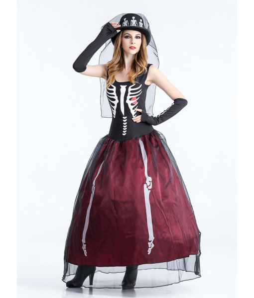 Voodoo Witch Skeleton Senorita Dress Day of the Dead Women Halloween Costume