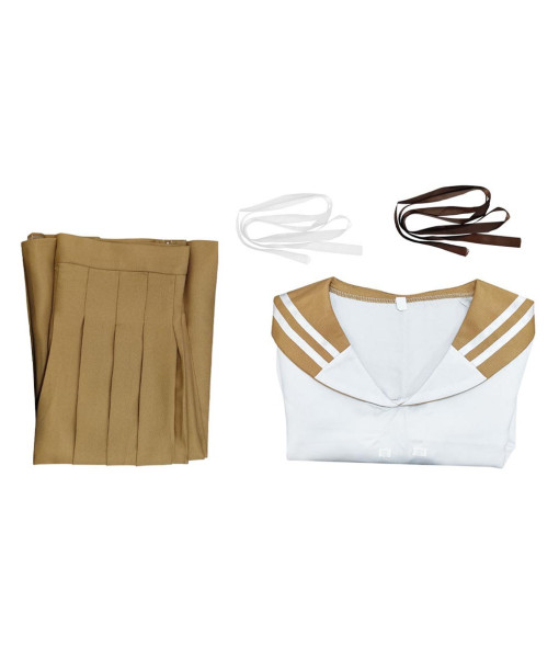 Women khaki Long Skirt Sailor Skirt School Uniform JK Uniform Halloween Costume 