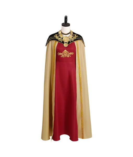 Women Fantasy Golden Cloak Red Dress Royal Gorgeous Halloween Costume