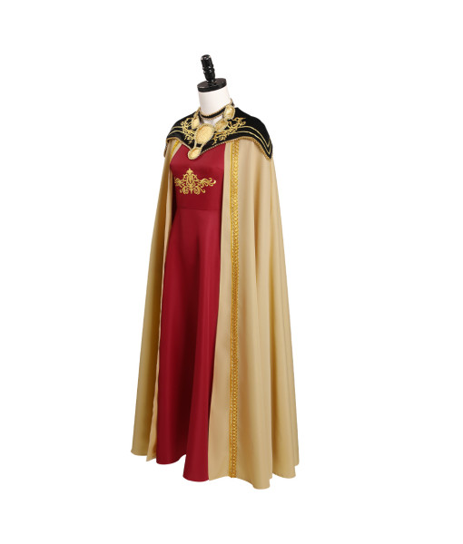 Women Fantasy Golden Cloak Red Dress Royal Gorgeous Halloween Costume