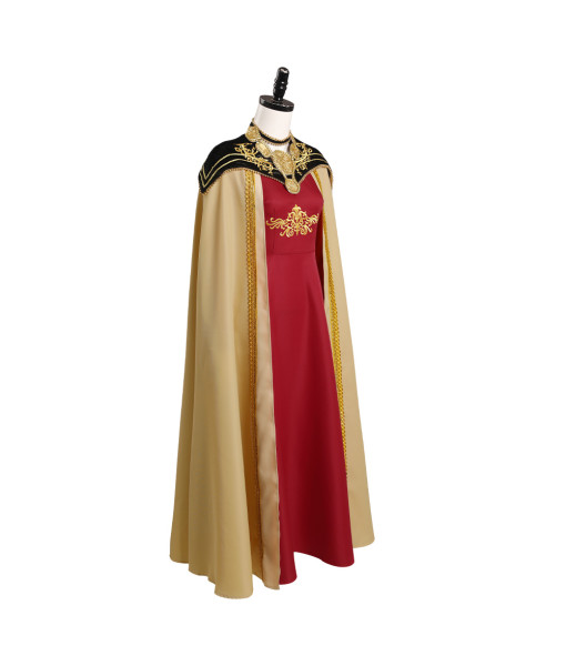 Women Fantasy Golden Cloak Red Dress Royal Gorgeous Halloween Costume