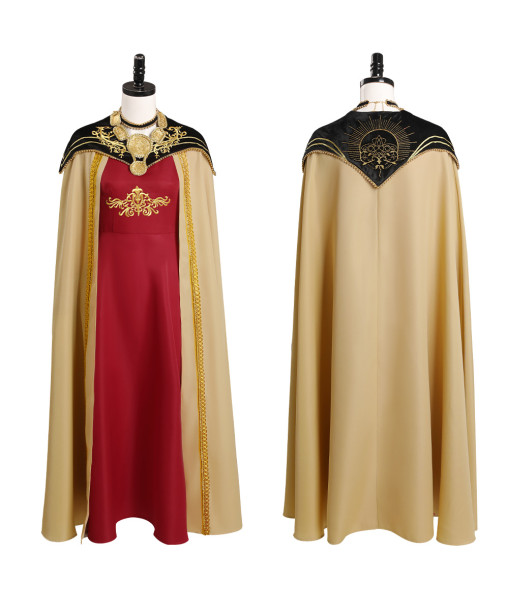 Women Fantasy Golden Cloak Red Dress Royal Gorgeous Halloween Costume