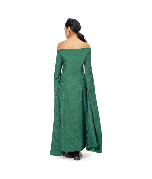 Women Medieval Fantasy Dark Green Dress Palace Nobel Princess Halloween Costume