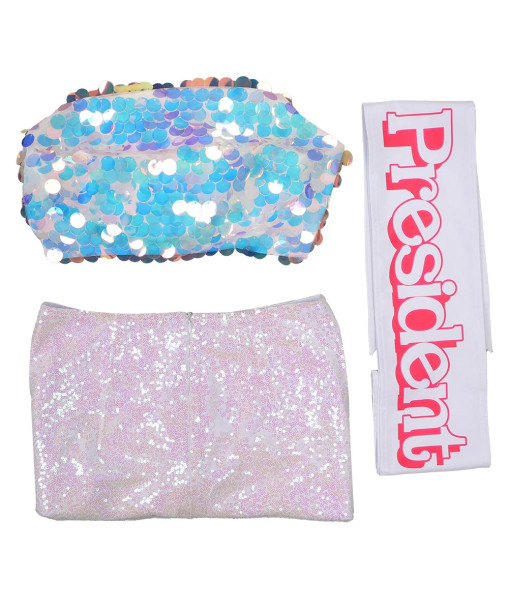 Women Gillter Party Dress Miss President Role Play Halloween Costume