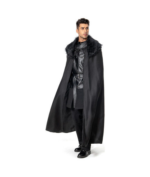 Man Medieval Fantasy Black Clock Knight Guard Fullset Outfit Halloween Costume