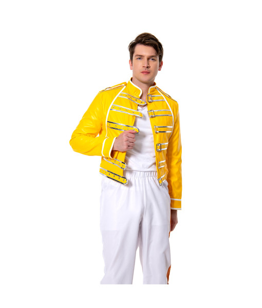 Rock Band Queen Lead Vocals Freddie Mercury Yellow Jacket Only Cosplay Costume