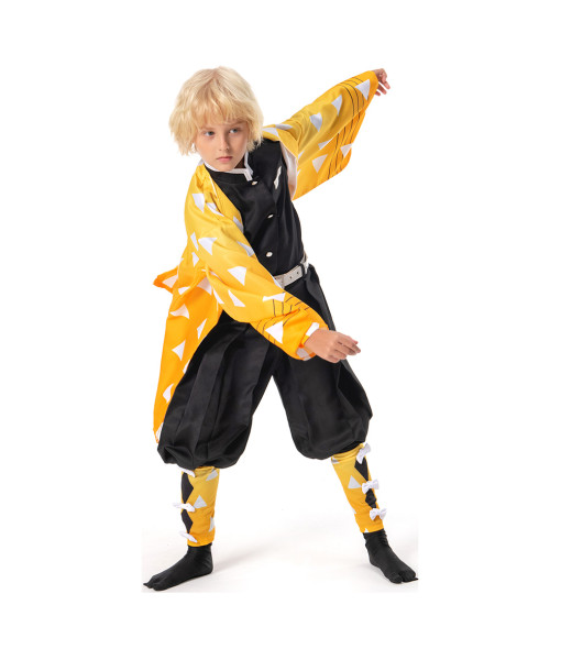 Zenitsu Agatsuma Kids Children Halloween Carnival Suit Cosplay Costume