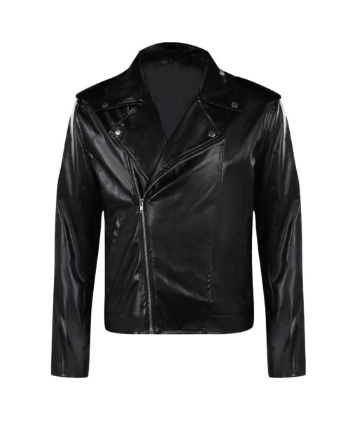 Men T-birds Printed Black Leather Jacket Casual Outfit 