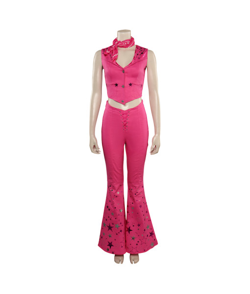 Pink Cowgirl Star-Covered Flared Pants Halloween Costume