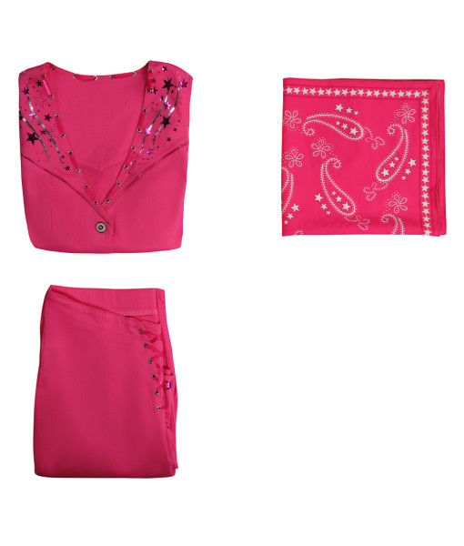 Pink Cowgirl Star-Covered Flared Pants Halloween Costume