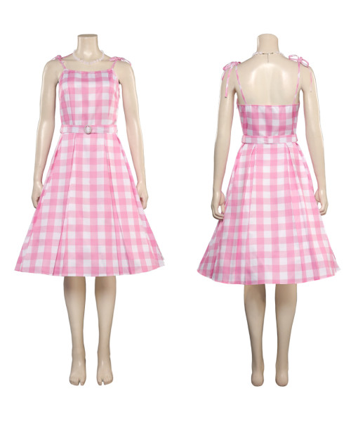 2023 Doll Movie Classic Vintage Pink Plaid Dress Kids Size Cosplay Costume