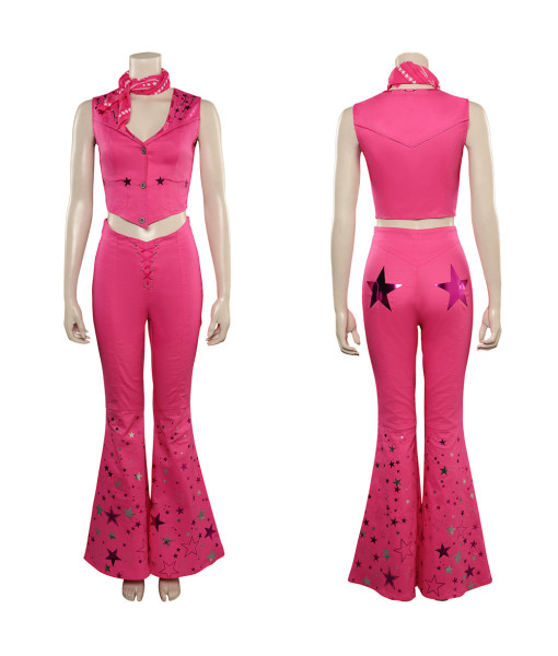 Pink Cowgirl Star-Covered Flared Pants Cosplay Costume