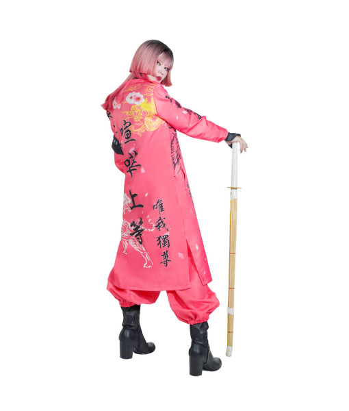 Women Pink Japanese Bakuzoku Uniform Motorcyle Gang Halloween Carnival Suit Costume