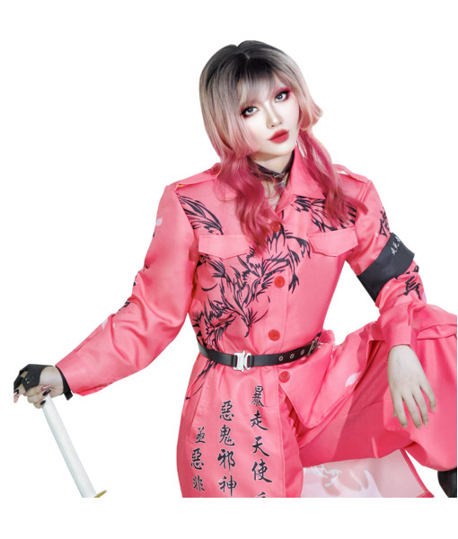 Women Pink Japanese Bakuzoku Uniform Motorcyle Gang Halloween Carnival Suit Costume