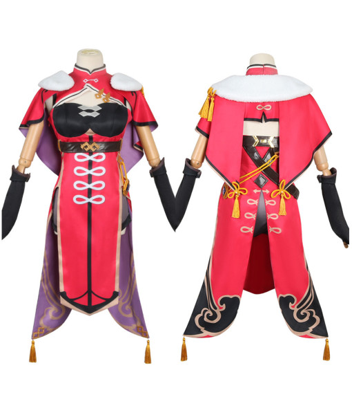 Beidou Genshin Impact Red Dress Cosplay Costume