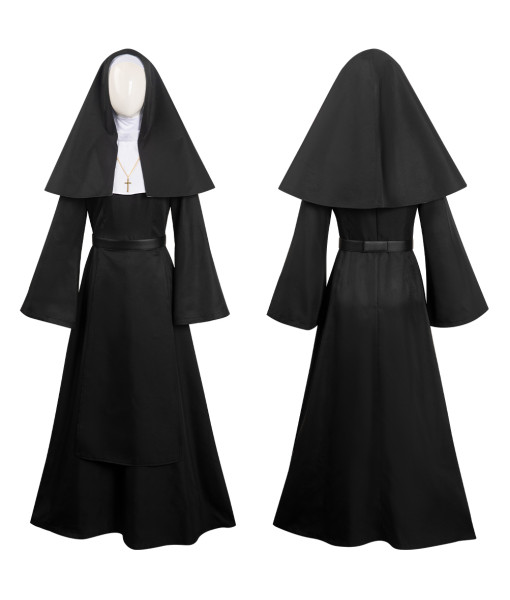 Women Black Nun Dress Role Play Horror Halloween Costume