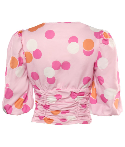 Women 70s Retro Pink Dot Corset Halloween Costume