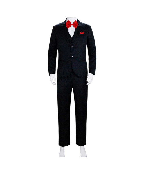 Men Black Vest Suit Red Bowtie Uniform