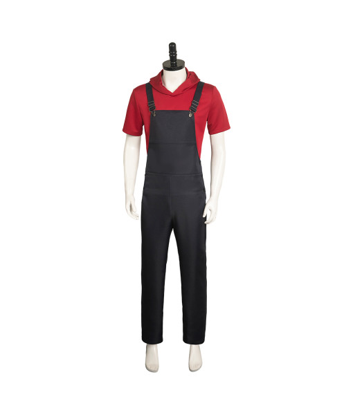 Men Red Shirt Denim Overall 