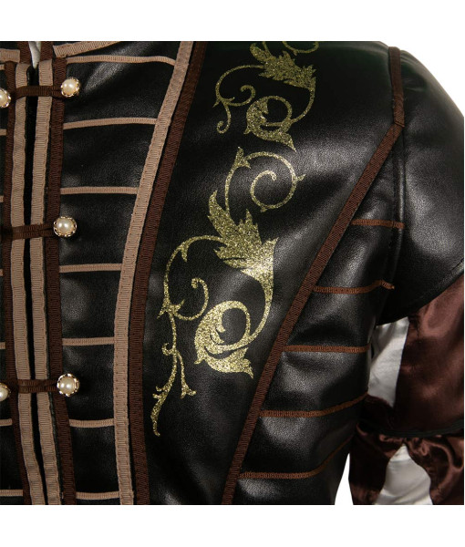 Men Medieval Fantasy Leather Vest Suit Palace Style Halloween Costume