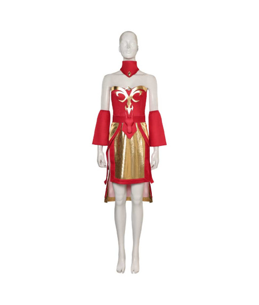 Lina Dota 2 Red Dress Cosplay Costume