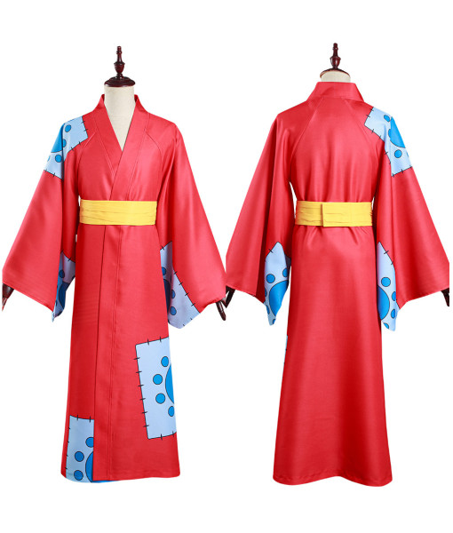 Monkey D. Luffy One Piece Wano Country Kimono Outfit Halloween Cosplay Costume