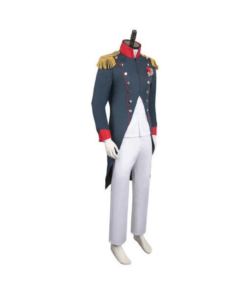 Men 18th Century Blue Uniform General Fantasy Napoleon Bonaparte Halloween Costume