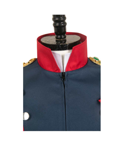 Men 18th Century Blue Uniform General Fantasy Napoleon Bonaparte Halloween Costume