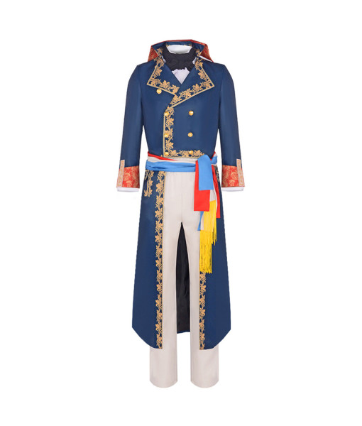 Men Blue French Uniform Royal Coat Napoleon Bonaparte Halloween Costume