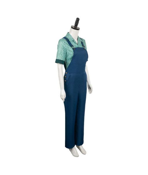 Women Jean Overalls Blue Shirt Lining Halloween Costume