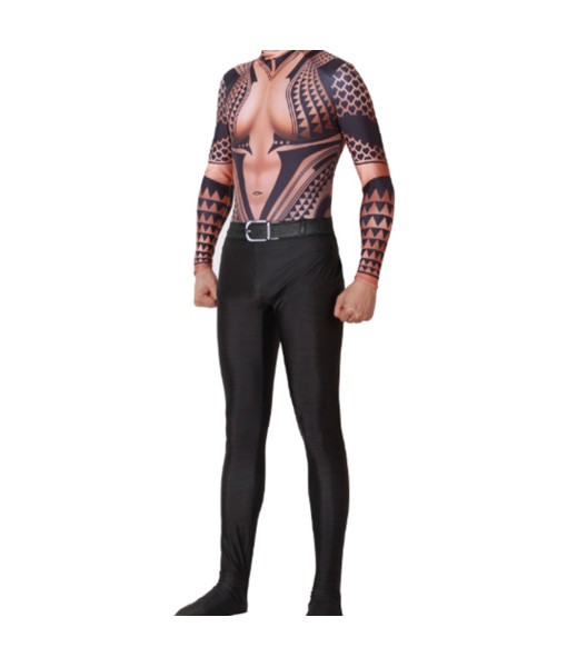 Aquaman 2018 Arthur Curry Tattoo Jumpsuit Outfit Cosplay Costume