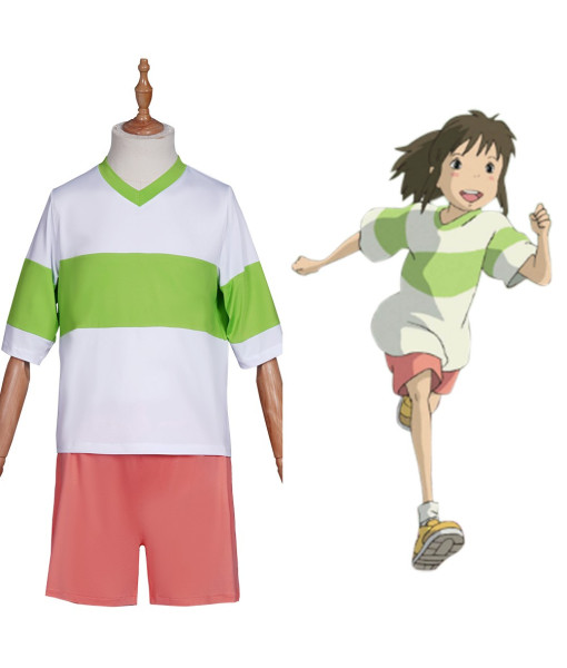 Ogino Chihiro Spirited Away T-shirt Shorts Outfit Halloween Carnival Suit Cosplay Costume