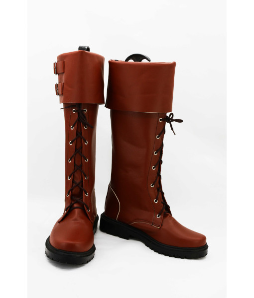 Men Dark Red Long Boots Shoes Halloween Costume Accessories