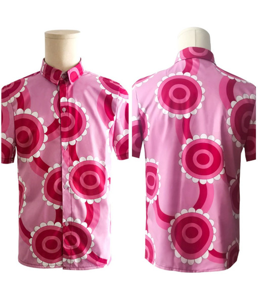 Men Pink Pattern Beach Shirt Hawaii Style Summer Outfit