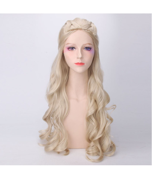 Women Medieval Fantasy Maid Golden Wig Halloween Costume Accessories