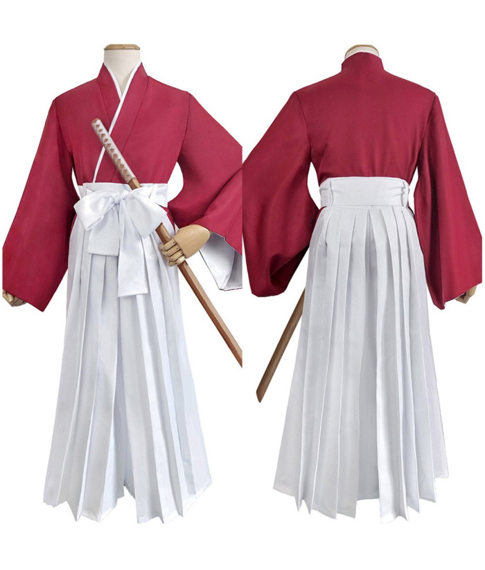 Rurouni Kenshin Himura Kenshin Red Blue Kimono Cosplay Costume