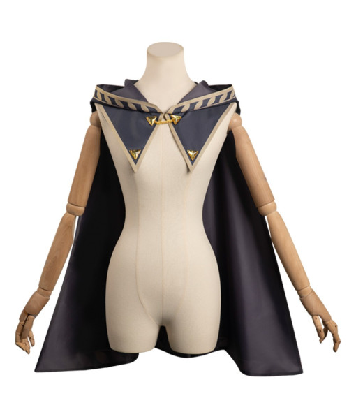 Grey Printed Trim Short Cape Cloak Fantasy Halloween Costume 
