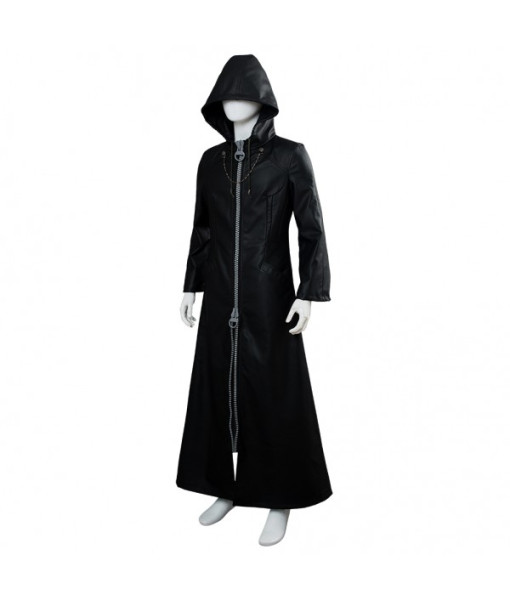 Men Gothic Leather Black Overcoat Exaggerated Zipper Stylish Halloween Costume