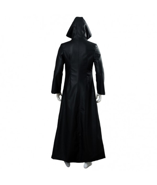 Men Gothic Leather Black Overcoat Exaggerated Zipper Stylish Halloween Costume
