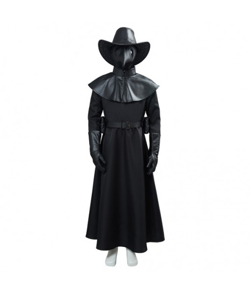 Kids Children Medieval Plague Doctor Black Fullset Outfit Role Play Halloween Costume