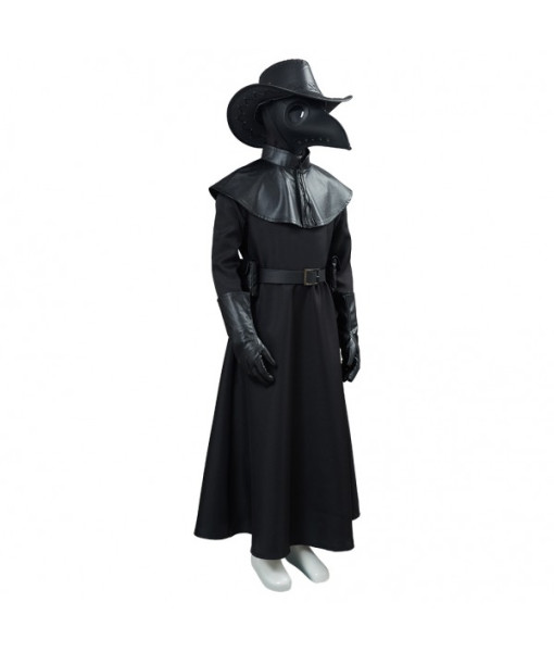 Kids Children Medieval Plague Doctor Black Fullset Outfit Role Play Halloween Costume