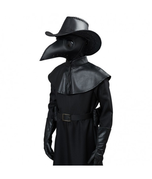 Kids Children Medieval Plague Doctor Black Fullset Outfit Role Play Halloween Costume