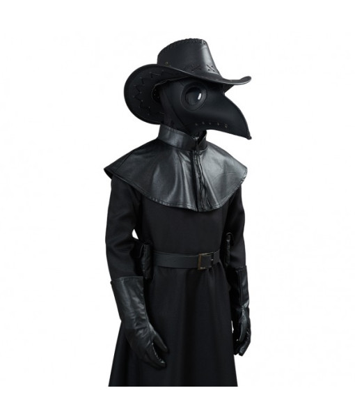 Kids Children Medieval Plague Doctor Black Fullset Outfit Role Play Halloween Costume