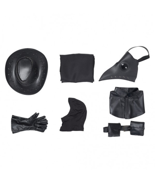 Kids Children Medieval Plague Doctor Black Fullset Outfit Role Play Halloween Costume