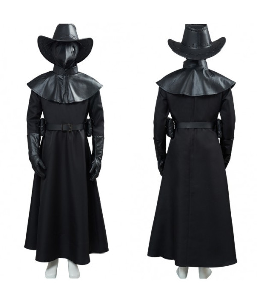 Kids Children Medieval Plague Doctor Black Fullset Outfit Role Play Halloween Costume