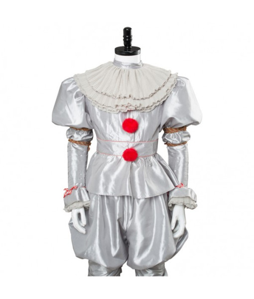 Men White Creepy Clown Fullset Halloween Costume