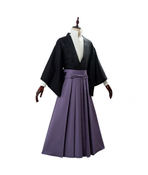 Women Dark Purple Long Dress Uniform Japanese Meiji Restoration Period Halloween Costume