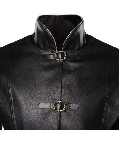 Men Medieval Fantasy Leather Outwear Dark Prince Halloween Costume